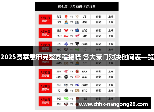 2025赛季意甲完整赛程揭晓 各大豪门对决时间表一览