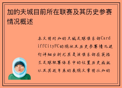 加的夫城目前所在联赛及其历史参赛情况概述